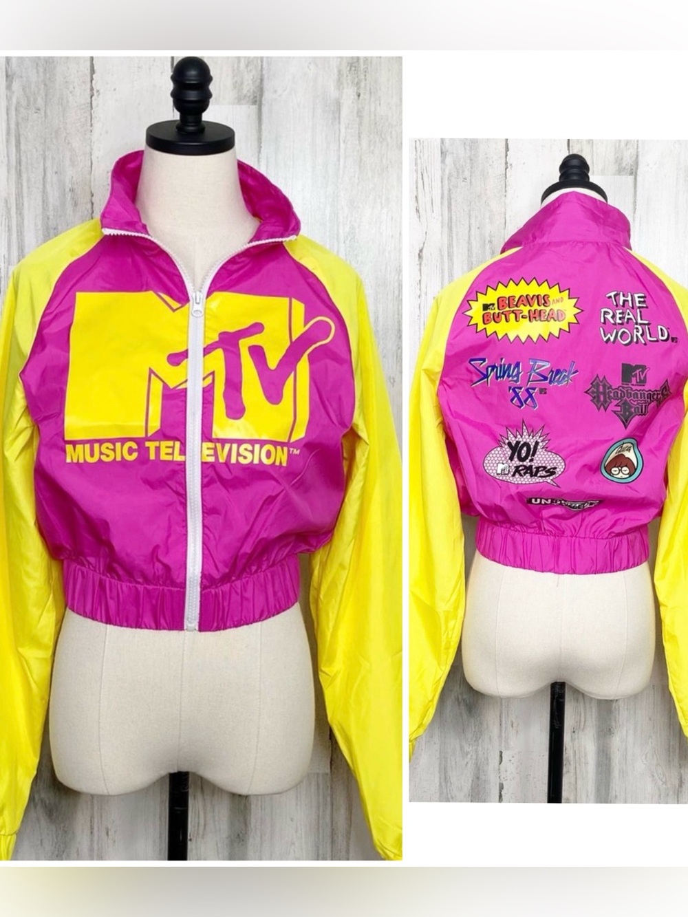 MTV Colorblock Cropped Windbreaker Sz M
